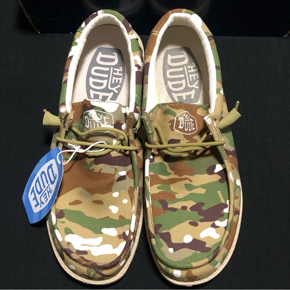 Hey Dude Other - Hey Dude Wally Camouflage Slip-on Shoes Men's 10 Olive Army Green NWT Rare!